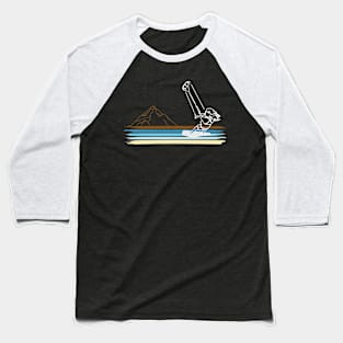 Kitesurfing Beach line art graphic with mountain background Baseball T-Shirt